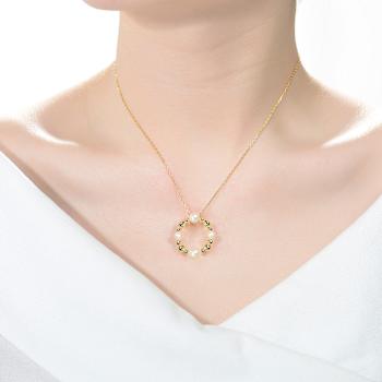 Circular Freshwater Pearl Pendant Necklace In 14K Gold Over Sterling Silver