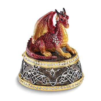 Bejeweled KAI Red Dragon Necklace with Trinket Box