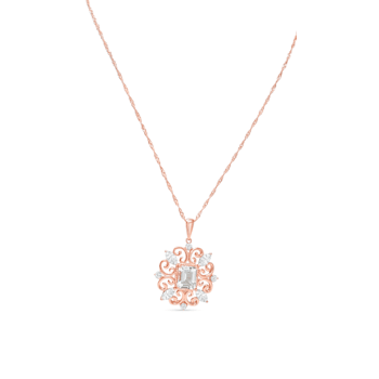 18K Rose Gold Over Sterling Silver 11x9mm Rectangular Octagonal
Aquamarine Pendant 3.6ctw