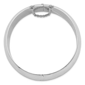 Rhodium Over Sterling Silver 20mm Fancy Hinged Bangle Bracelet