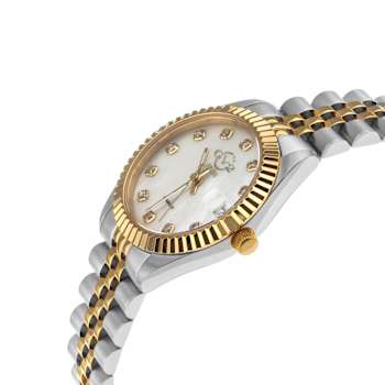 GV2 Naples White Dial Yellow Bezel Two-Tone Stainless Steel Watch