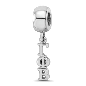 Rhodium Over Sterling Silver LogoArt Gamma Phi Beta Vertical Letters Bead