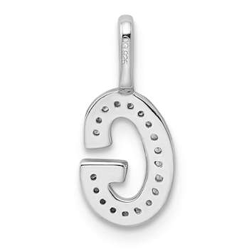 14K White Gold Diamond Letter G Initial Pendant