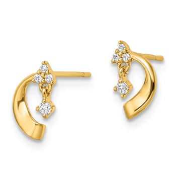 14k Yellow Gold Cubic Zirconia Celestial Dangle Earrings