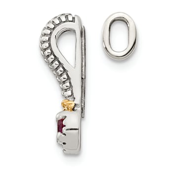 Rhodium Over Sterling Silver Antiqued with 14k Accent Polish Created
Ruby Chain Slide Pendant