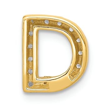 14K Yellow Gold Diamond Letter D Initial Charm