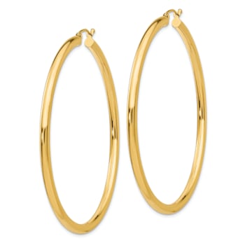 14k Yellow Gold Polished 2 3/8" Tube Hoop Earrings