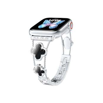 Black Crystal with Resin Four Leaf Clover Stainless Steel Apple Watch
Band (38/40/41mm) BAND ONLY
