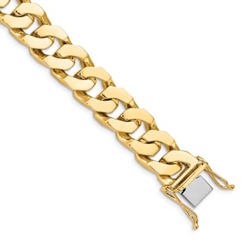14k Yellow Gold and 14k White Gold 11.6mm Hand-Polished Fancy Link Bracelet