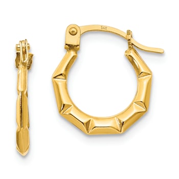 14K Yellow Gold Tiny Hollow Hoop Earrings