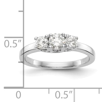 Rhodium Over 14K White Gold Lab Grown Diamond SI1/SI2, G H I, 3-Stone
Engagement Ring