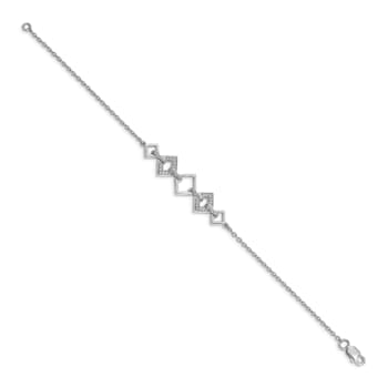 Rhodium Over 14k White Gold Diamond Squares Bracelet