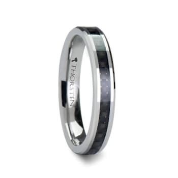 MAXIMUS Black Carbon Fiber Inlay Tungsten Carbide Wedding Band 4mm