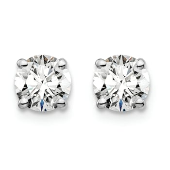 Certified White Lab-Grown Diamond G-H SI 14k White Gold 4-Prong Stud
Earrings 1.00ctw