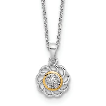 Rhodium Over Sterling Silver with 14K Accent and Diamond 18-inch Necklace