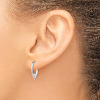 Rhodium Over 14k White Gold 5/8" Heart Hoop Earrings