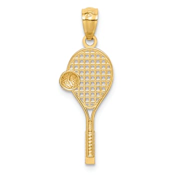 14k Two-tone Gold Textured Gold Tennis Pendant
