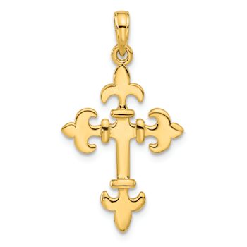 14k Yellow Gold Textured Fancy Cross Pendant