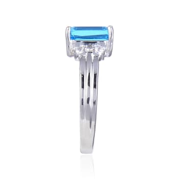 Blue and White Topaz Sterling Silver Ring, 2.17ctw