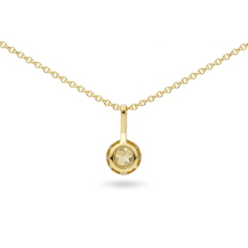 Round Shape Yellow Citrine 14K Yellow Gold Over Sterling Silver Pendant
with Chain