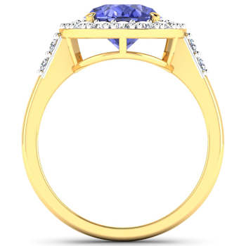 2.81ctw Violet Tanzanite and Diamond 14K Yellow Gold Halo Ring