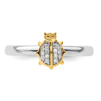 14K Yellow Gold Over Sterling Silver Stackable Expressions Ladybug
Diamond Ring 0.06ctw
