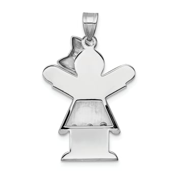 Rhodium Over 14k White Gold Satin Complete Girl with Bow on Right
Diamond Charm