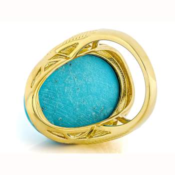 Large Oval Cabochon Solitaire Ring In 18K Gold Over Sterling Silver 28x18mm