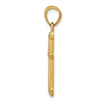 14k Yellow Gold Textured Passion Cross Pendant