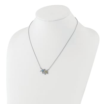Sterling Silver Genuine Citrine and Smoky Quartz Turtle Starfish Necklace