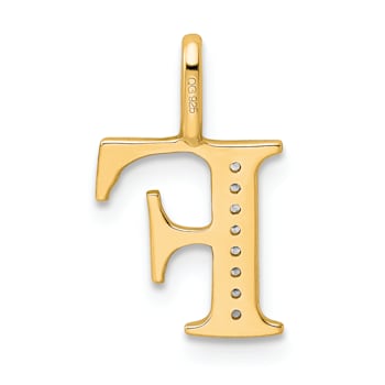 14K Yellow Gold Diamond Letter F Initial Pendant