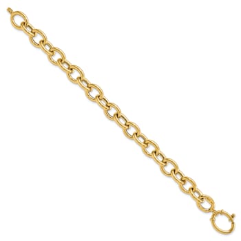 14k Yellow Gold 11mm Polished Fancy Oval Link Bracelet