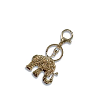 Gold Tone Blue Evil Eye Elephant