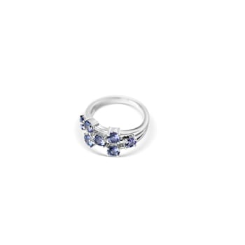 Rhodium Over Sterling Silver Round Tanzanite Ring 1.79ctw