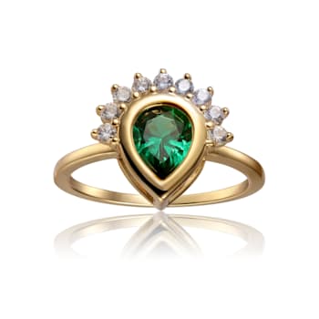 Chrome Diopside and White Topaz 14K Yellow Gold Over Sterling Silver
Ring, 2.24ctw