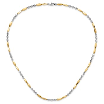 14K Two-tone Polished Fancy Beaded Necklace