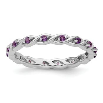 Sterling Silver Stackable Expressions Amethyst Ring 0.31ctw
