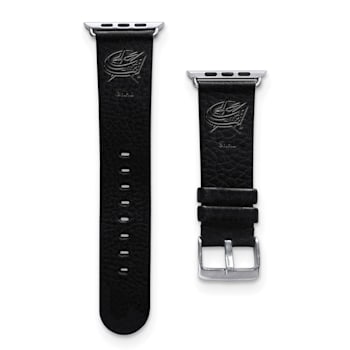 Gametime NHL Columbus Blue Jackets Black Leather Apple Watch Band
(42/44mm M/L). Watch not included.