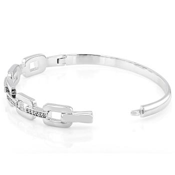 CZ Accented Bangle Bracelet In Sterling Silver