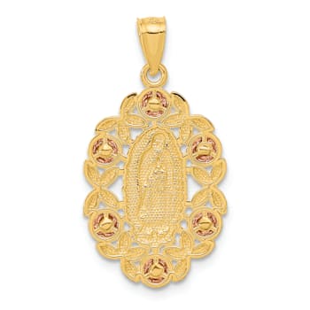 14K Yellow and Rose Gold with White Rhodium Guadalupe Pendant