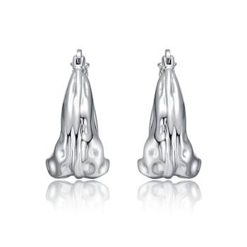 Sculptural Waterfall Hoop Earrings In Rhodium Over Brass