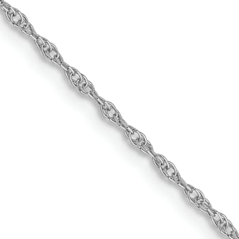 Rhodium Over 14k White Gold 0.95mm Solid Cable 16 Inch Chain