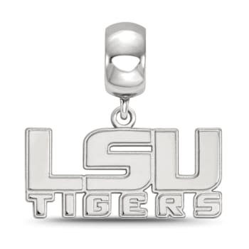 Sterling Silver Rhodium-plated LogoArt Louisiana State University Small
Dangle Bead