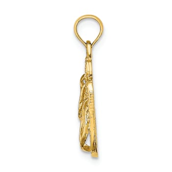 14k Yellow Gold 3D Solid Polished and Textured Hawaii Flip-Flops Charm
