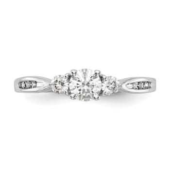 Rhodium Over 14K White Gold Lab Grown Diamond VS/SI GH, 3-Stone Complete
Engagement Ring 0.617ctw