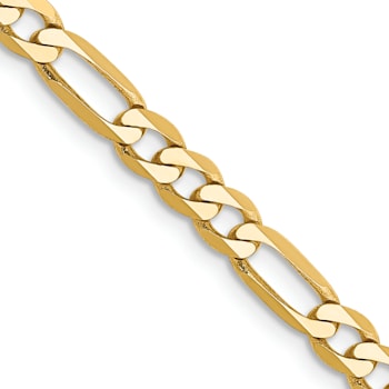 14K Yellow Gold 4mm Flat Figaro Chain Necklace