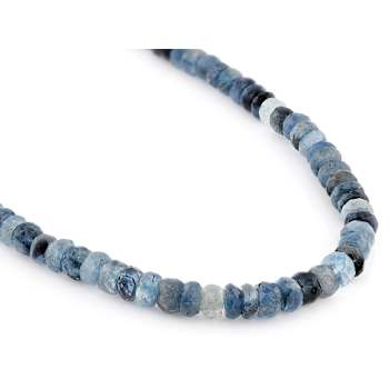 Moss Aquamarine Rondelle Beaded Necklace In Sterling Silver