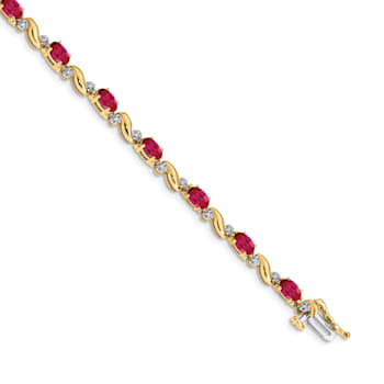 14k Yellow Gold and 14k White Gold with Rhodium Over 14k Yellow Gold
Diamond and Ruby Bracelet