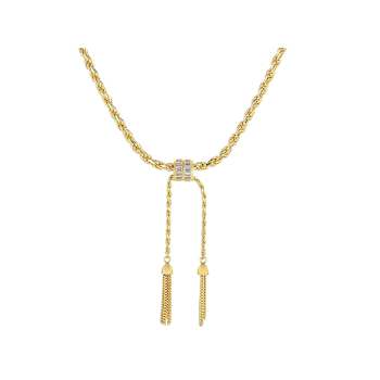 CZ Tassel Chain Necklace In 18K Gold Over Sterling Silver 1.28ctw