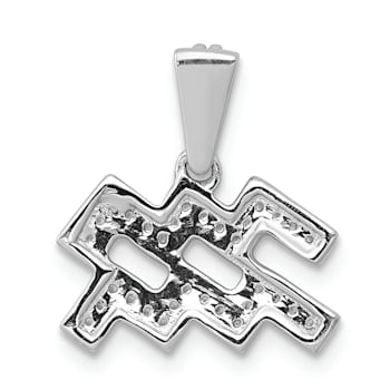 Rhodium Over 14K White Gold Diamond Aquarius Zodiac Pendant